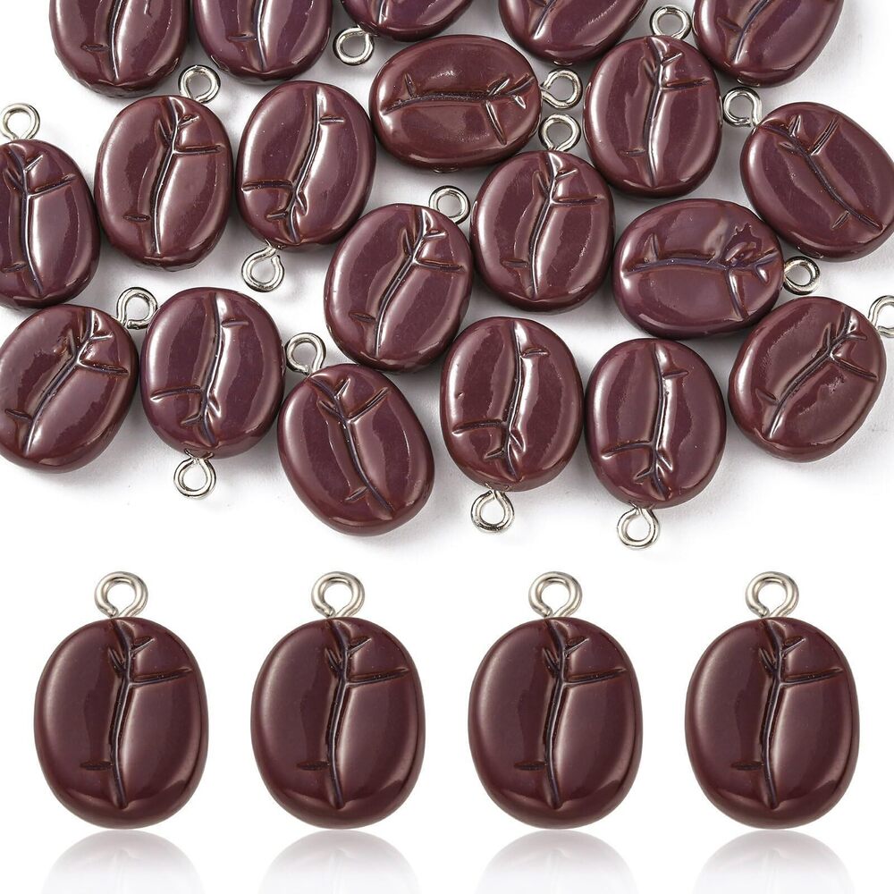 7515 40Pcs Coffee Bean Charms for Jewellery Making Imitation Food Coffee